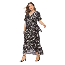 Wipalo Plus Size Women Dress Summer Floral Print Sexy V-Neck Short Sleeve Wrap Maxi Dresses Female Casual Beachwear Vestidos 2024 - buy cheap