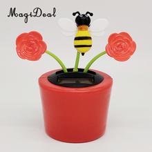 Flor Solar insecto muñeca temblorosa juguete decoración de coche ornamento maceta rosa y abeja 2024 - compra barato