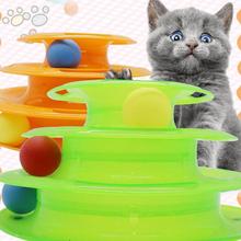 Забавный котенок питомец трехслойную играть диск с шариком для аттракционов интерактивная игрушка Кот игрушки товары для домашних животных 2024 - купить недорого