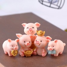 Lucky Wealth Pig Souvenirs Model Animal Figurine Home Decor Miniature Fairy Garden Decoration Accessories Resin Craft Figures 2024 - buy cheap