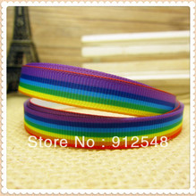 wholesale Rainbow stripes printed grosgrain ribbon hairbow diy party decoration,10 yards,3/8''(10mm),free shipping,MDTW2 2024 - buy cheap