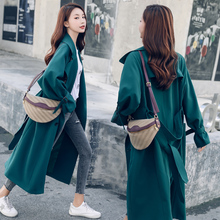 2019 Autumn Windbreaker Coat Women's XS Slim Khaki Blue Long-sleeved Belt Lapels Women Jacket Winter Casual Long Coat Female P14 2024 - buy cheap