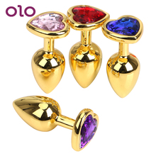 OLO Gay Heart Shaped Anal Plug Prostate Massager Butt Plug Metal Jewelry Crystal Female Masturbation Sex Toys For Woman Men 2024 - buy cheap