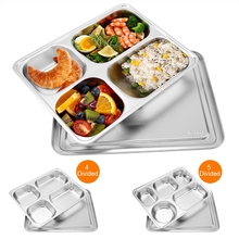 Stainless steel Foods Tay Student tray Divided Dinner Tray Lunch Container Food Plate 2024 - buy cheap