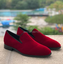 2019 Zapatos Hombre Men's Flock Shoes Black Red Plain Flats Slip on Loafers Casual Shoes Men Smoking Shoes Spring Summer 2024 - buy cheap