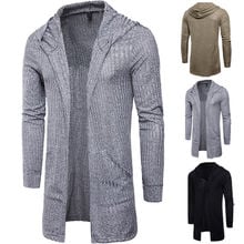 Модный мужской вязаный кардиган, топы, Повседневный свитер с длинным рукавом, верхняя одежда, осень-зима, одежда больших размеров 2024 - купить недорого