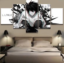 5 peça hd imprimir grande nota da morte anime poster cuadros decoracion pinturas na lona arte da parede para decoração de casa 2024 - compre barato