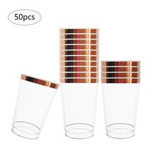 50pcs 12oz Disposable Transparent Hot Stamping Rose Gold Cup Home Party Beverage Juice Red Wine Plastic Cup Party Supplies 2024 - buy cheap