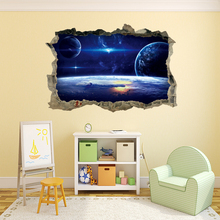 1pc 3D Galaxy Stars Planets Universe Space Wall Mural Paper Wall Art Stickers Decor 2024 - buy cheap