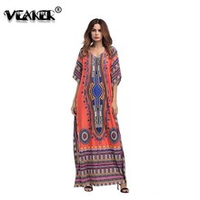 2018 Women Cotton  Bat Sleeve Embroidered Printed Dress Ukraine Robe Dress Loose Summer Patchwork Retro National Style Dress 2024 - buy cheap