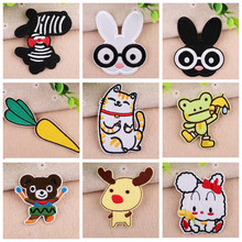 Cartoon Frog Embroidery Appliques Iron On Yellow radish Patches for Clothing Rabbit Head Stickers Cute Animal Badges Parches 2024 - buy cheap