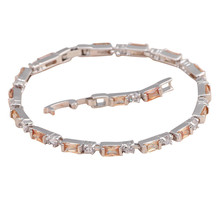 ROLILASON diseño elegante simple rectángulo Champagne Cristal de circón pulseras de cadena de plata de regalo para las mujeres joyería de moda TBS782 2024 - compra barato