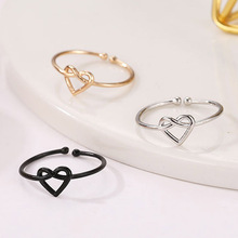 Fashion Heart Shaped Open Adjustable Wedding Rings Cross Hollow Out Knot Graceful Bride Heart Ring Couples Valentines Gift 2024 - buy cheap