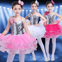 Saia infantil lantejoulas e macia, roupas para performance para meninas vestido princesa moderno para dança jazz 2024 - compre barato