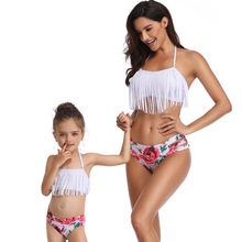 Family Matching Swimwear Mother Daughter Beach Bikini Woman Girls Summer Swimsuits Family Holidays Looks Mom Kids Beachwear 2024 - buy cheap