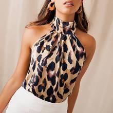 New Spring Summer Sexy Women Leopard Printed Halter Neck Sleeveless Camis Vest Tank Evening Party Tops 2024 - buy cheap