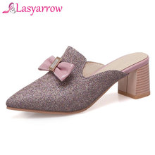 Lasyarrow Sexy Slingback Sandalias Mujer 2019 New Fashion Summer Sandals Slip On Bow Knot Women's Shoes High Heels Shoes J566 2024 - buy cheap