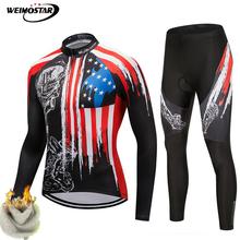 Weimostar Cycling Jersey Set Men USA Pro Team Winter Cycling Clothing Thermal Fleece Warm Bicycle Wear Autumn Bicycle Jersey Kit 2024 - buy cheap