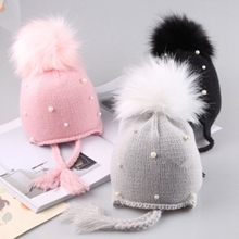 Newborn Toddler Kids Baby Boys and Girls Infant Cotton Warm Solid Pearl Hat Woolen Cap Gifts Casual 2024 - buy cheap