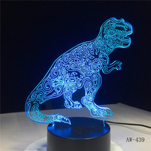 Lámpara de mesa de luz nocturna 3D Teratosaurus Dinosaur Tyrannosaurus Rex, 7 colores que cambian, lámpara de escritorio, luces nocturnas de Spinosaurus AW-1439 2024 - compra barato