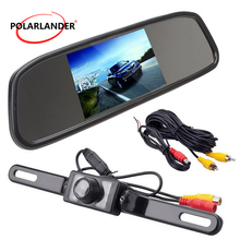 4.3 inch In-Dash TFT LCD  Rearview Mirror Monitor with night vision 7LED long reverse parking rear camera 2024 - buy cheap