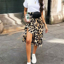 Women Sexy Leopard Skirts Hem Split High Waist Dovetail Ladies Evening Party Club Skirts Female Bottom Summer Beach Skirts 2019 2024 - buy cheap