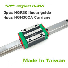 Линейная направляющая HIWIN HGH30CA, 2 шт., 100% оригинал, HIWIN HGR30-200, 250, 300, 350, 400, 450, 500 мм с 4 линейными рельсовыми каретками 2024 - купить недорого