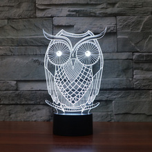 Coruja Presente Eletrônico Criativo Lâmpada Led Sete cores Touch-poupança de Energia Ambiente Nightlight Luminárias de Led Usb 3d