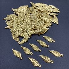 35 pçs 20x7mm liga contas tampa antigo ouro encantos folhas forma pingente encantos para fazer jóias diy acessórios 2024 - compre barato