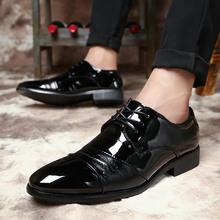 Pointed Toe Dress Office Shoes For Men Glossy Patent Leather Black Wedding Shoes Oxford Formal Shoes Male Suits Business Flats 2024 - buy cheap