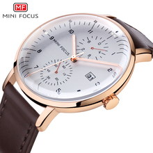 Minifocus relógio masculino de couro, relógio de pulso quartzo analógico com data estiloso luxuoso de 2021 para homens 2024 - compre barato