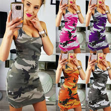 Hirigin Women's Casual Camouflage Sleeveless Bodycon Cocktail Party Mini Dress Plus Size 2024 - buy cheap