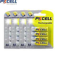 Pkcell-16 peças de baterias aa nimh aa, kit com 2600mah, 1.2v e 2a, ideal para lanternas e brinquedos 2024 - compre barato