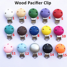 Chenkai 50PCS Nature Wooden Clips Wood Baby Infant Pacifier Soother Dummy Chain Holder Sensory Toy Round Clip with Metal Holders 2024 - buy cheap