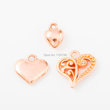 Rose Gold Charms Heart Charms for Jewelry Making 10pcs Love Hearts Charm Pendent for Bracelets Gold Charms 2024 - buy cheap