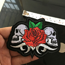 Patches bordados de caveira rosa esqueleto, patches para aplique a ferro em roupas diy, emblemas punk para motociclistas 2024 - compre barato