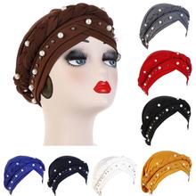 Women Head Scarf Head Wrap Muslim Soft Cancer Chemo Cap Turban Hats Beads Braid Hair Loss Beads Islamic India Cap Beanie Fashion 2024 - buy cheap