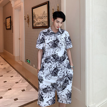 Verão moda impressão masculina macacão de manga curta bolsos streetwear casual curto carga macacões playsuit harajuku 2024 - compre barato