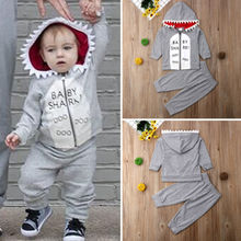 Toddler Kids Baby Boy Shark Clothes Set Boys Zipper Hoodie Tops Pants Outfits 2Pcs Set Costume 2024 - buy cheap