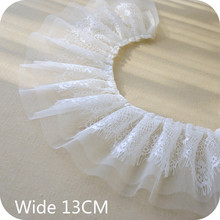 Wide 13CM Double Layers Pleated Eyelash Chiffon Lace Ruffle Trim Ribbon Folded Sewing Lace For Collar Dresses Applique Guipure 2024 - buy cheap
