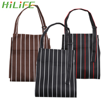 Hilife-avental ajustável para homens, mulheres, casa, cozinha, chefe de cozinha, restaurante, garçom, cozinha, bolsos, preto, listrado 2024 - compre barato