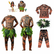 3PCS Moana Maui Tattoo T Shirt+Pants Halloween Adult Mens Kid Cosplay Costume Funny Halloween Outfits 2024 - buy cheap