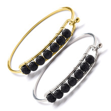 Gold  6mm Black Lava Stone Beads Bracelet DIY Essential Oil Diffuser Bracelet Adjustable Volcanic Rock Bangle Jewelry 2024 - buy cheap