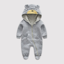 Baby thick double hoodie baby jumpsuit go out climbing jumpsuit 2024 - buy cheap