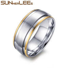 SUNNERLEES, модные ювелирные изделия, кольца из титановой нержавеющей стали, серебряное покрытие золотом, простой дизайн, гладкое кольцо для женщин и мужчин, R-002 2024 - купить недорого