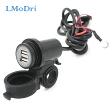 LMoDri Free shipping new universal 12V Dual USB Motorcycle Car Waterproof Power Socket Charger GPS Phone + Bracket 2024 - buy cheap