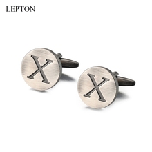Gemelos Lepton con letras del alfabeto X para hombre, clásico, Retro, letras redondas, gemelos X para puños de la camisa, gemelos 2024 - compra barato
