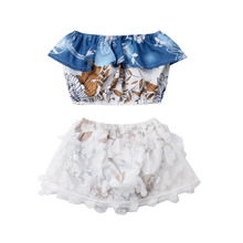 Newborn Toddler Baby Girl 3D Flower Sleeveless Tops Crop Tulle Shorts Skirt Set Outfits Sunsuit 2024 - buy cheap