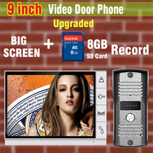 Улучшенная версия 9-дюймовый большой экран + 8 Гб sd-карта, видеозапись, домофон, домофон, дверной звонок, камера, домофон, дверной звонок 2024 - купить недорого