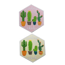 Cartoon Small fresh cactus Pink background Embroidery Patches children Clothing  Rainbow Flower Appliques for Clothes Bags Decor 2024 - buy cheap